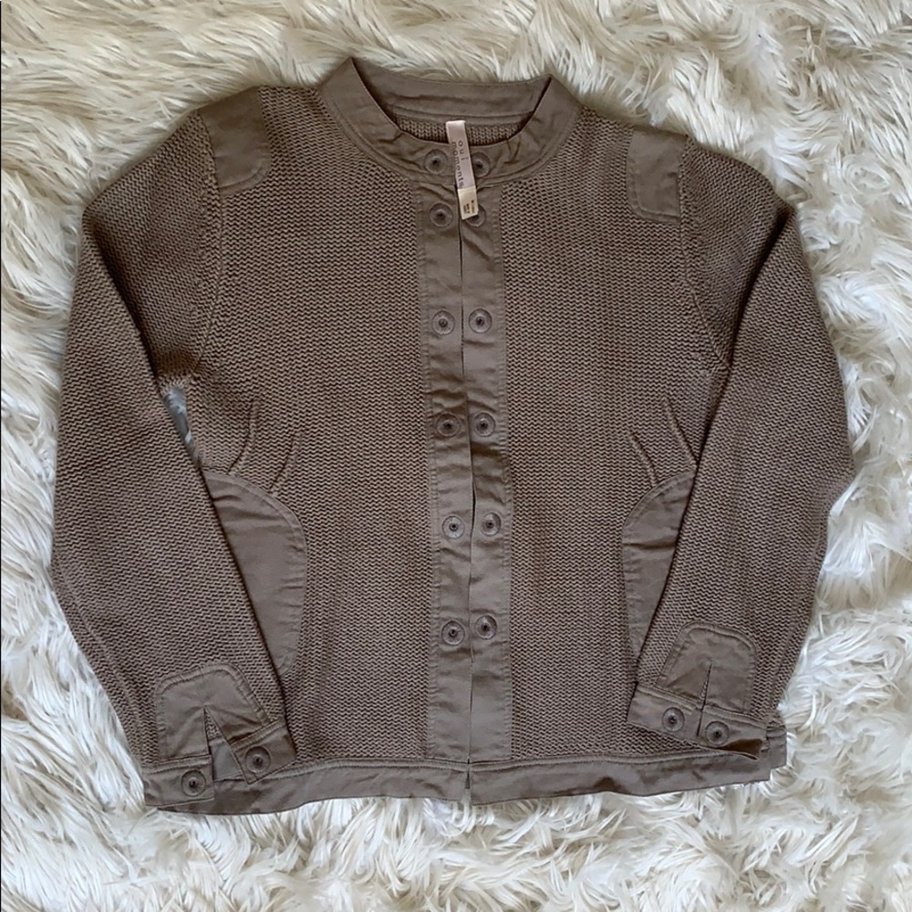 NWOT Oui moments green/ gray knit cardigan.